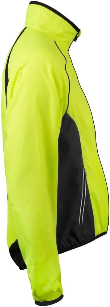 | Men's Packable Windproof Jacket | High Visibility Safety Yellow Windbreaker