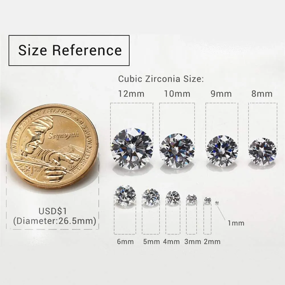 0.7-6mm Round Brilliant CZ Loose Gemstone White Color 5A 3mm Cubic Zirconia Loose Gem Stone Foy Jewelry Setting