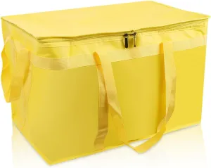 1 Pack Insulated Food Delivery Bag Yellow Pizza Delivery Bags for Hot & Cold Food, Large Capacity Reusable Warming Bag Catering Cooler Bag for Party