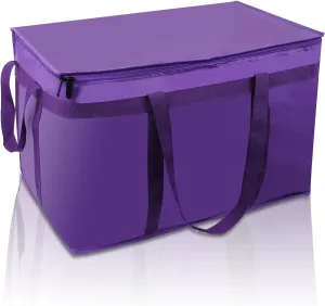 1 Pack Purple Insulated Food Delivery Bag, Large Capacity Reusable Warming Cooler Bag for Hot & Cold Food, Pizza Delivery Bags