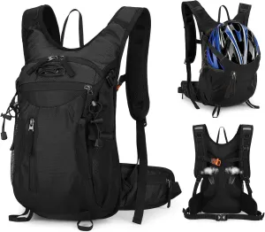 15L Small Hiking Daypack Men Women with Phone Pocket, Breathable Travel Hiking Backpack, Waterproof Ultralight Running Backpack for Bike Camping Sports, Black