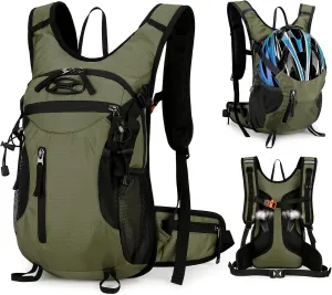 15L Small Hiking Daypack Men Women with Phone Pocket, Breathable Travel Hiking Backpack, Waterproof Ultralight Running Backpack for Bike Camping Sports, Green