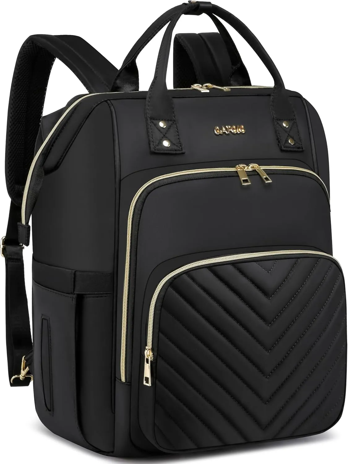 17.3 Inch Convertible Laptop Backpack,Quilted Travel Work Backpack Purse,Large Capacity Nurse Bag Teacher Backpack,Waterproof Casual Daypack Business Computer Bag,Black(2323H-01)
