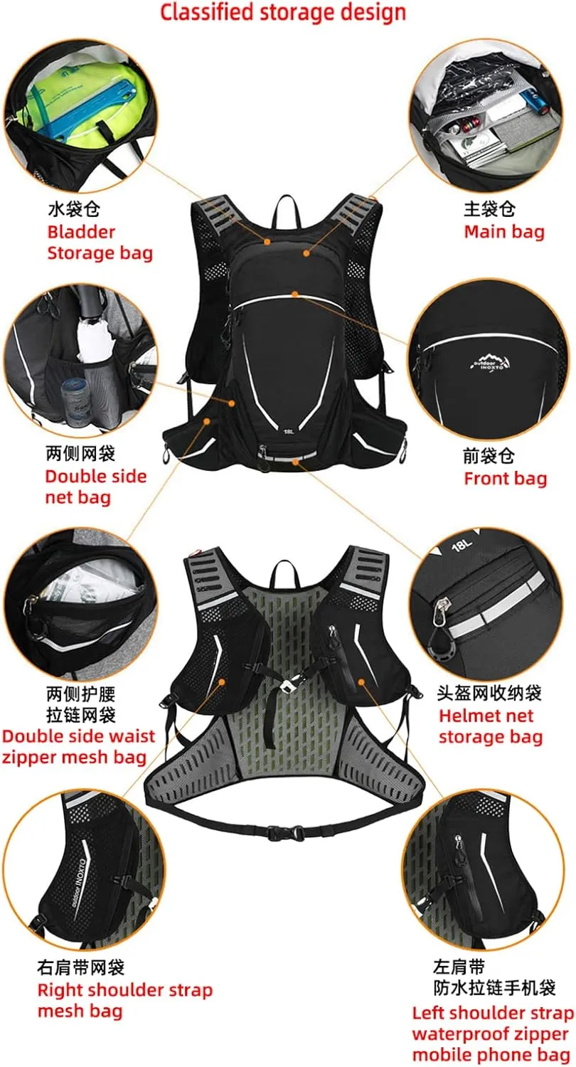 18L Cycling Backpack Hydration Pack Lightweight Waterproof Rucksack,Outdoor Daypack for Men Women for Running Hiking Bicycle Camping Ski Snow,Cyan