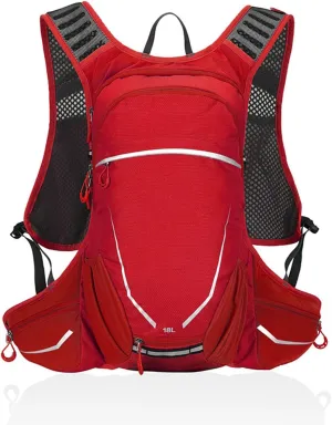 18L Cycling Backpack Hydration Pack Lightweight Waterproof Rucksack,Outdoor Daypack for Men Women for Running Hiking Bicycle Camping Ski Snow,red