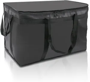 2 Pack Insulated Food Delivery Bag Black Pizza Delivery Bags for Hot & Cold Food, Large Capacity Reusable Warming Bag Catering Cooler Bag for Party