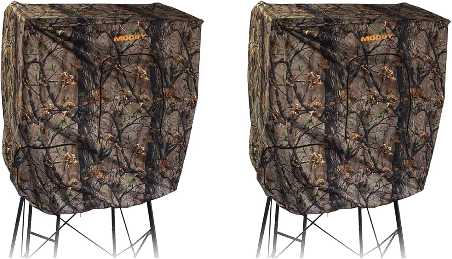 2 Pack Steel 7' Quad Pod Hunting Blind Cover w/Zippered Windows, Camouflage (Stand Not Included)
