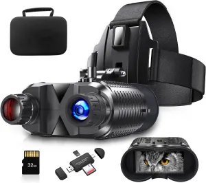 [2024 Night Vision Goggles with Head Strap - Rechargeable Infrared Binoculars 2.7" Screen 1312FT Compatible with Fast MICH Helmet for Long Range Airsoft Military Hunting Tactical Gear