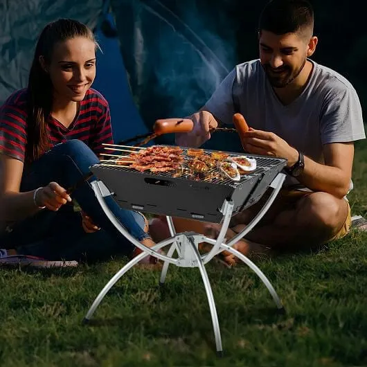 3-in-1 Camping Campfire Grill with Stainless Steel Grills Carrying Bag & Gloves-