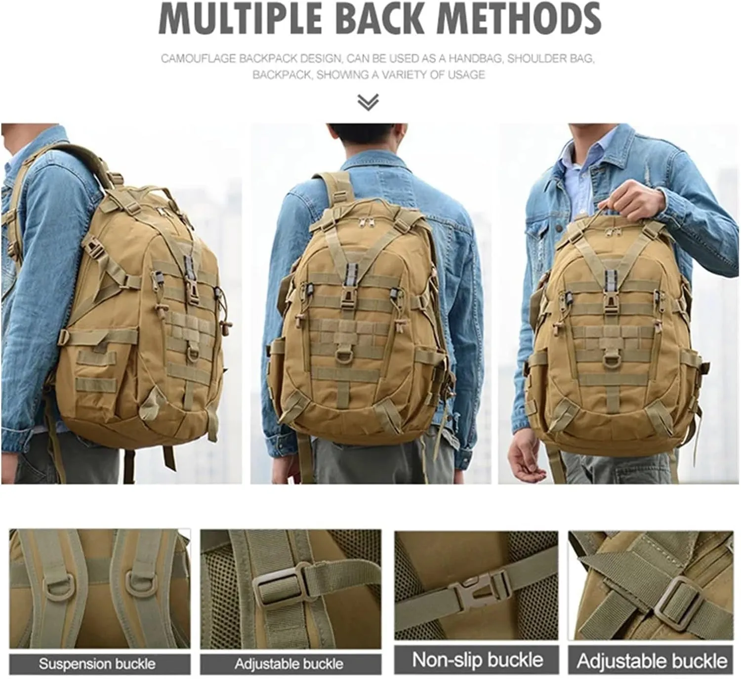 30-40L Camping Backpack Men's Bag Travel Bags Climbing Rucksack Hiking Outdoor Reflective Shoulder Fishing Bag(Style2)