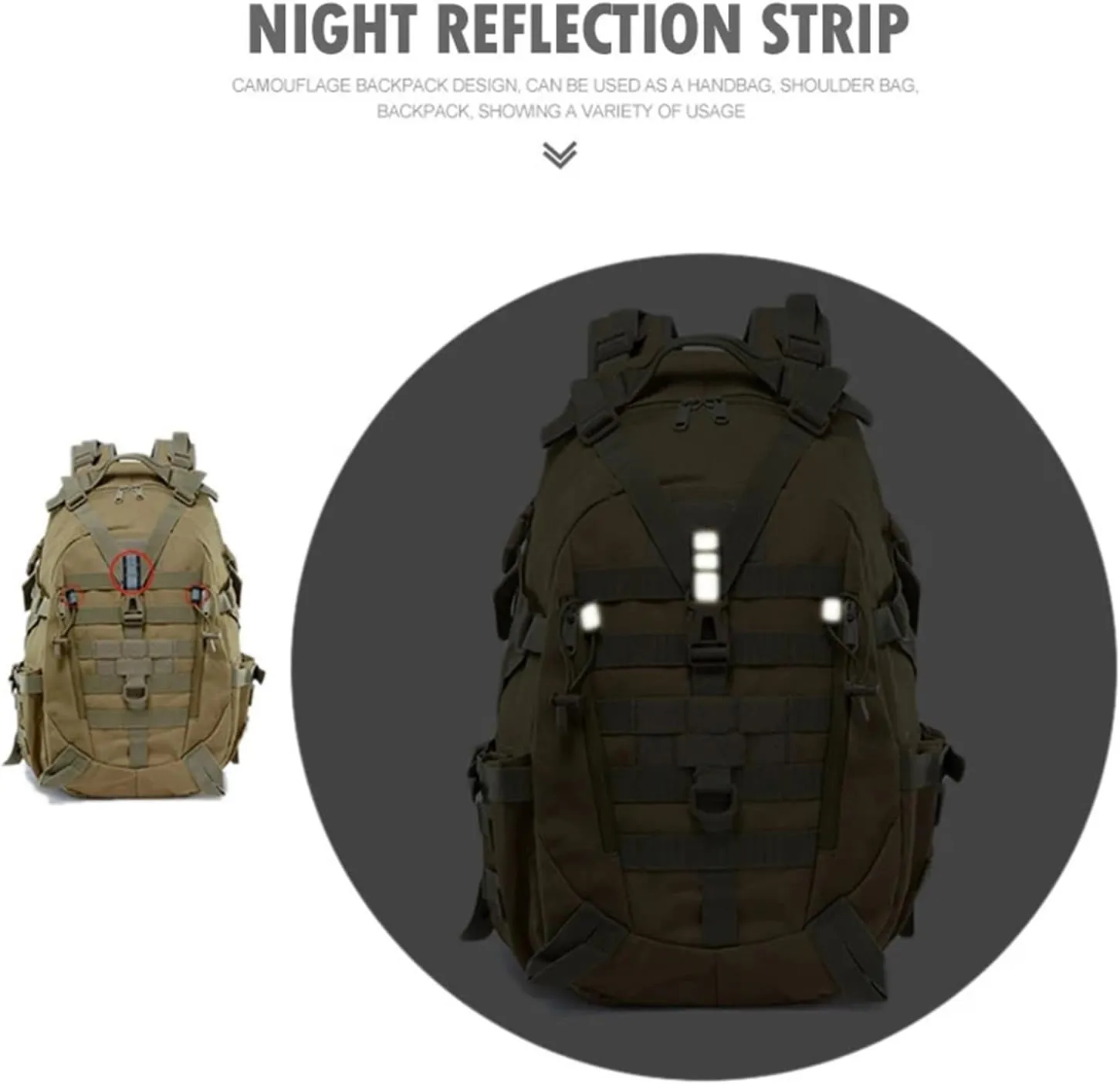 30-40L Camping Backpack Men's Bag Travel Bags Climbing Rucksack Hiking Outdoor Reflective Shoulder Fishing Bag(Style2)