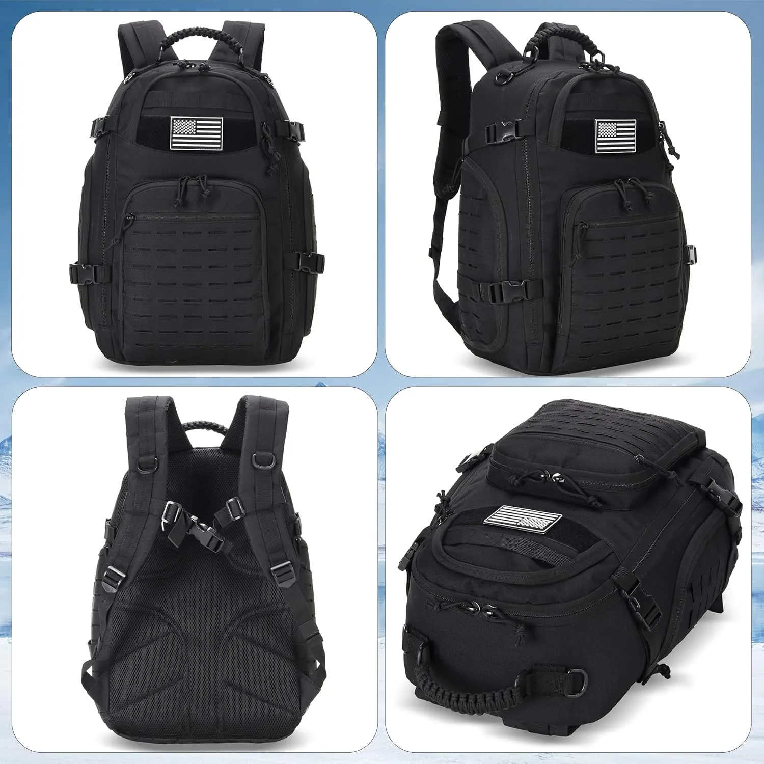 30L Hiking Backpack Lightweight Outdoor Daypack Camping Backpack Outdoor Travel Daypack Day Pack for Man Woman (Black)
