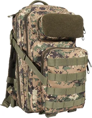 30L Military Tactical Backpack, Lightweight Hiking Camping Bag, Army Assault Pack, Water-Repellent Digital Camouflage Travel Rucksack, 3 Day Bug Out Bag