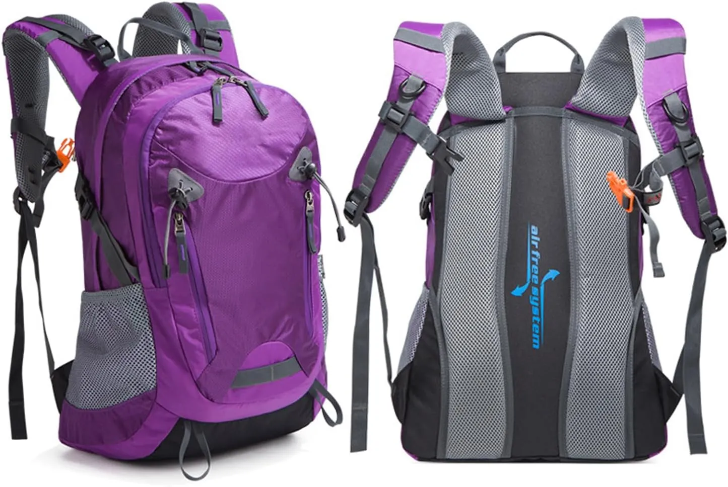 35L Hiking Backpack – Lightweight Waterproof Daypack with Adjustable Straps, Mesh Side Pockets – Camping & Travel Backpack for Men & Women – Purple