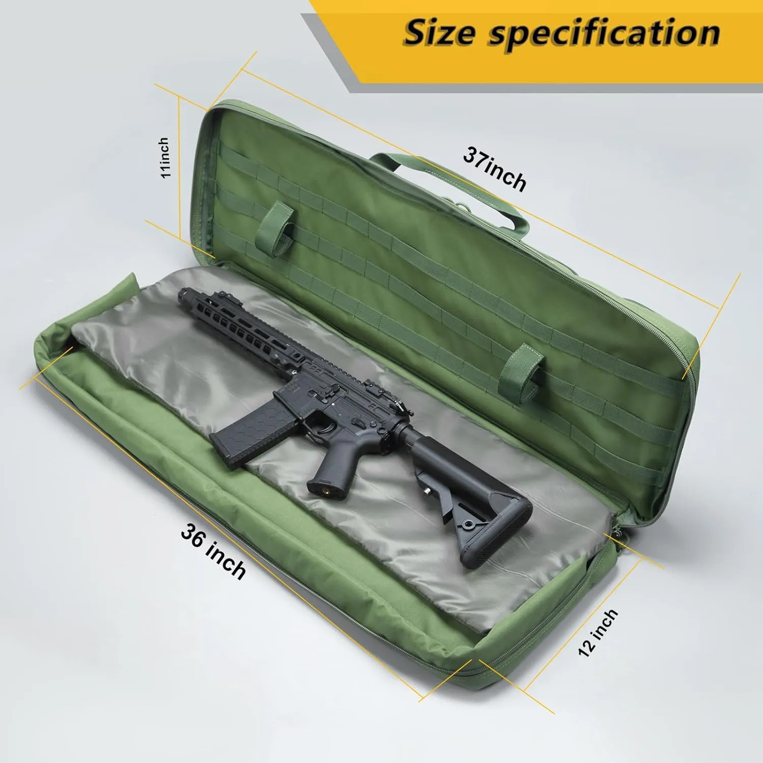 36" 42" 48" Double Long Gun Bag Nylon 1000D Soft Case Backpack Rifle Shotgun Pistol Transportation for Hunting Shooting Range, Firearm Transportation with Lockable Zipper and Molle System