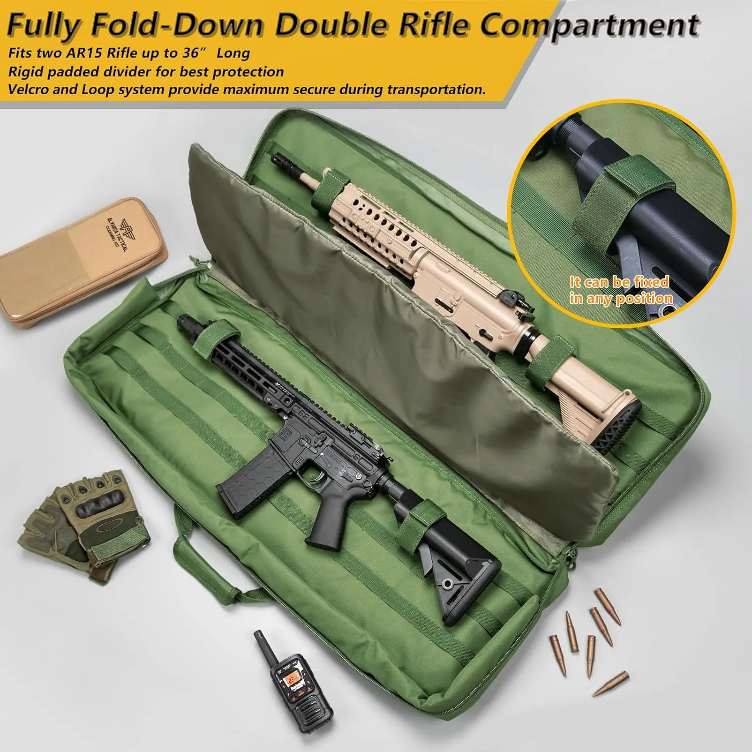 36" 42" 48" Double Long Gun Bag Nylon 1000D Soft Case Backpack Rifle Shotgun Pistol Transportation for Hunting Shooting Range, Firearm Transportation with Lockable Zipper and Molle System