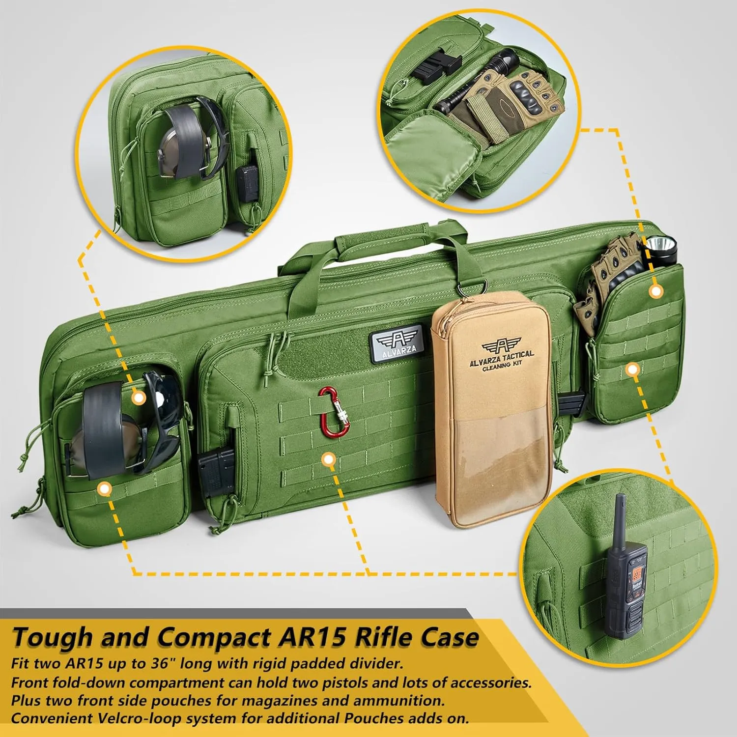 36" 42" 48" Double Long Gun Bag Nylon 1000D Soft Case Backpack Rifle Shotgun Pistol Transportation for Hunting Shooting Range, Firearm Transportation with Lockable Zipper and Molle System
