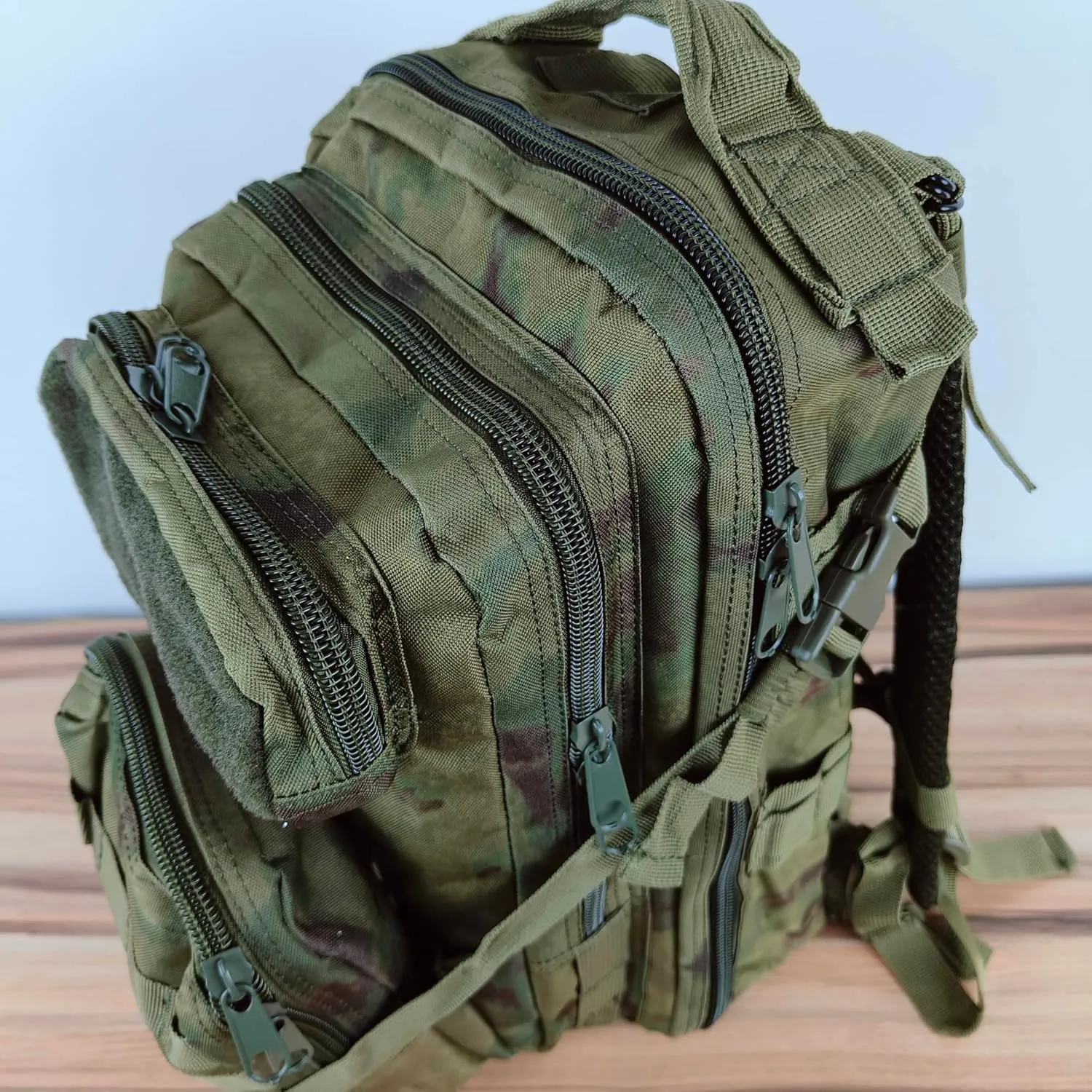 3P Tactical Backpack - 30L Capacity, Waterproof Oxford Cloth, MOLLE System - Ideal for Hiking, Rucking, and Military Use (Travel, Ruin Camouflage), OSFA