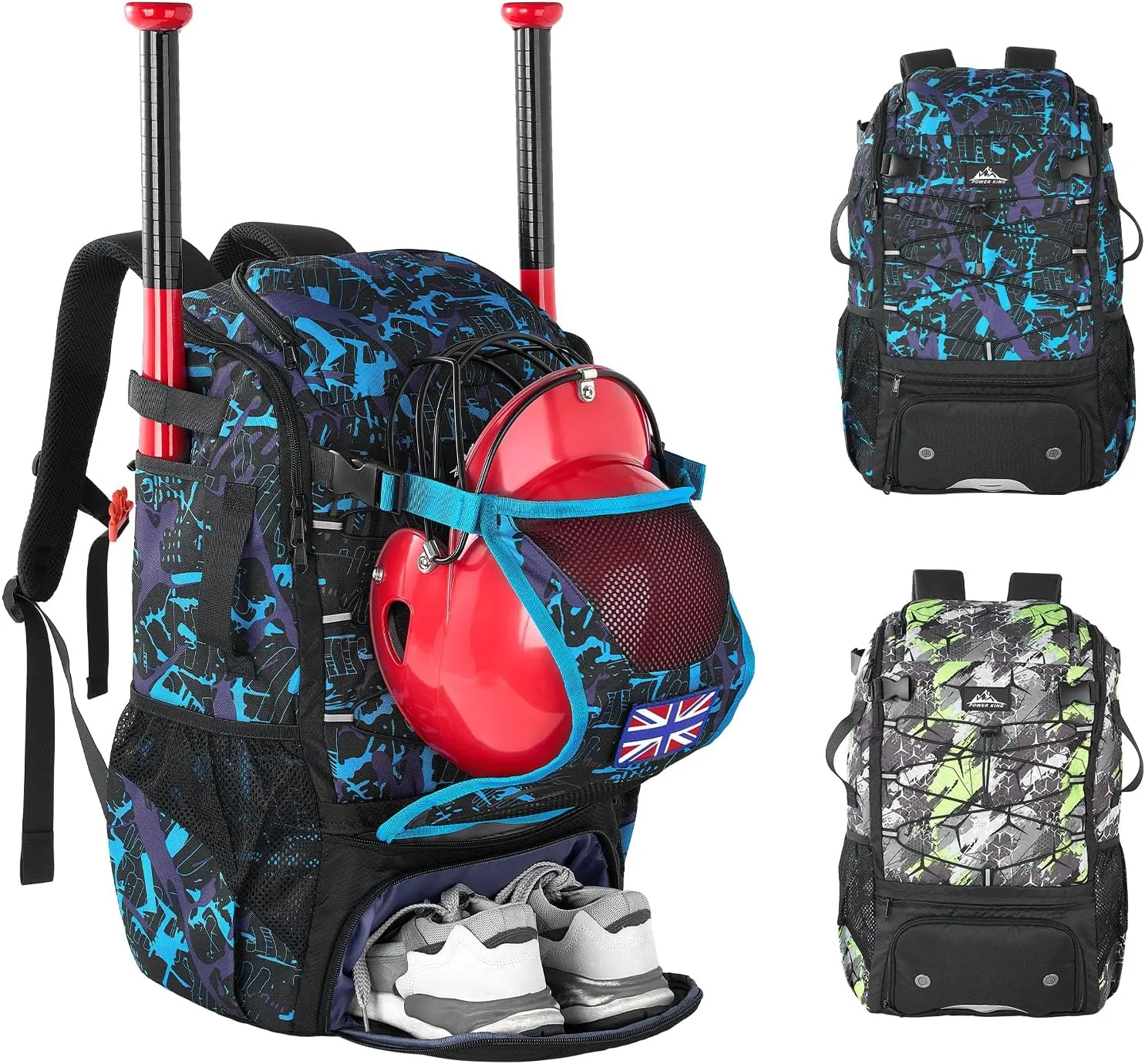 45L Baseball Backpack for Youth & Adults,Softball Bag, Baseball Equipment Backpack Bag with Shoe Compartment, Fence Hook, Water-resistant Baseball Backpack Hold T-Ball and Softball Equipment