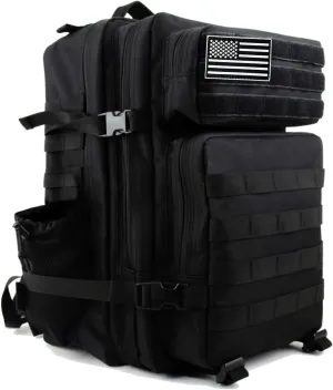 45L Military Tactical Backpack Water-Resistant Army Bag Rucksack MOLLE System - Hydration Compatible Bug Out Bag for Hiking,Gym,Assault Pack,Survival Gear (19.7x11.8)(Black)