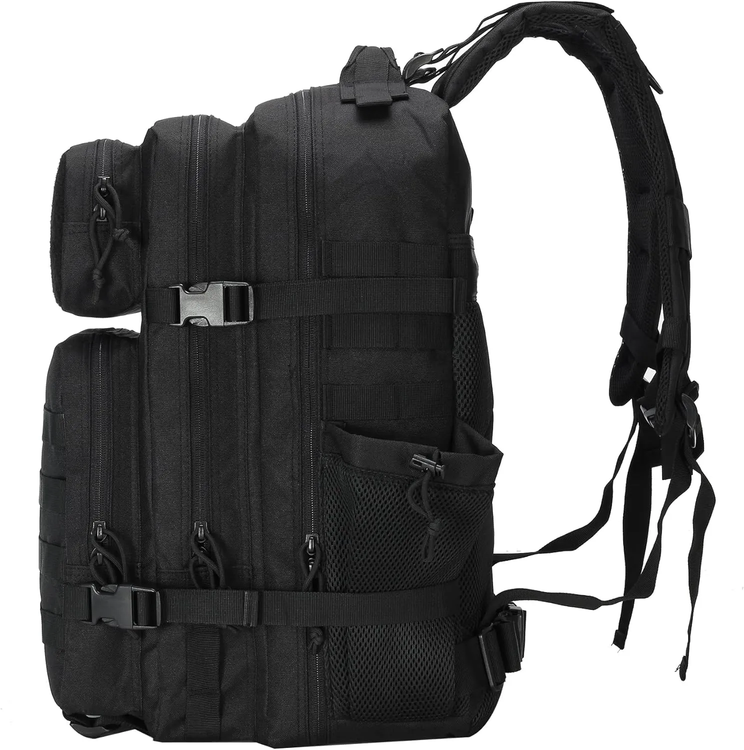 45L Military Tactical Backpack Water-Resistant Army Bag Rucksack MOLLE System - Hydration Compatible Bug Out Bag for Hiking,Gym,Assault Pack,Survival Gear (19.7x11.8)(Black)