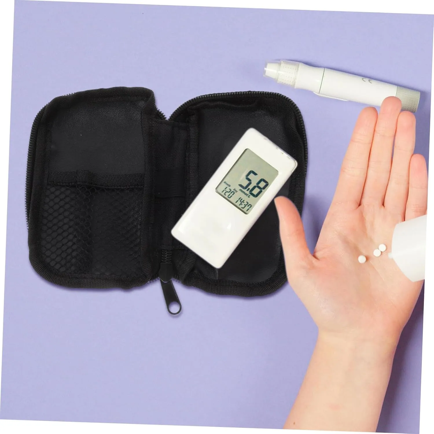 5pcs Supplies Case Carrying Bag Case Travel Organizer Portable Pouch for Sugar Test