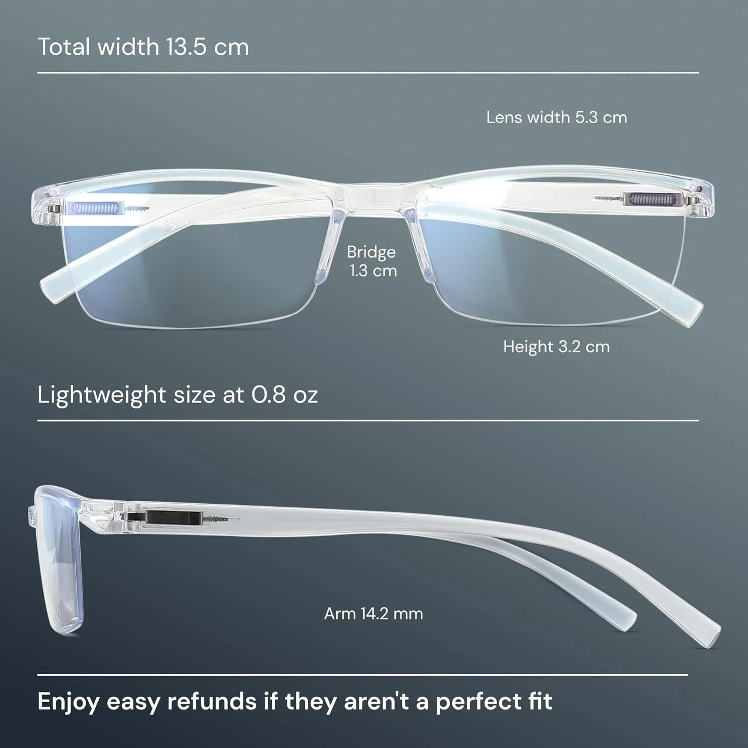 6 pack Executive Style Reading Glasses Men - Durable Readers with 99% Blue Light Blocking - Comfortable Fit with TR90 Frames