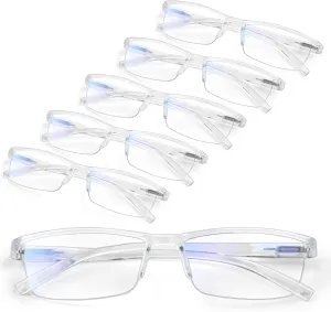 6 pack Executive Style Reading Glasses Men - Durable Readers with 99% Blue Light Blocking - Comfortable Fit with TR90 Frames