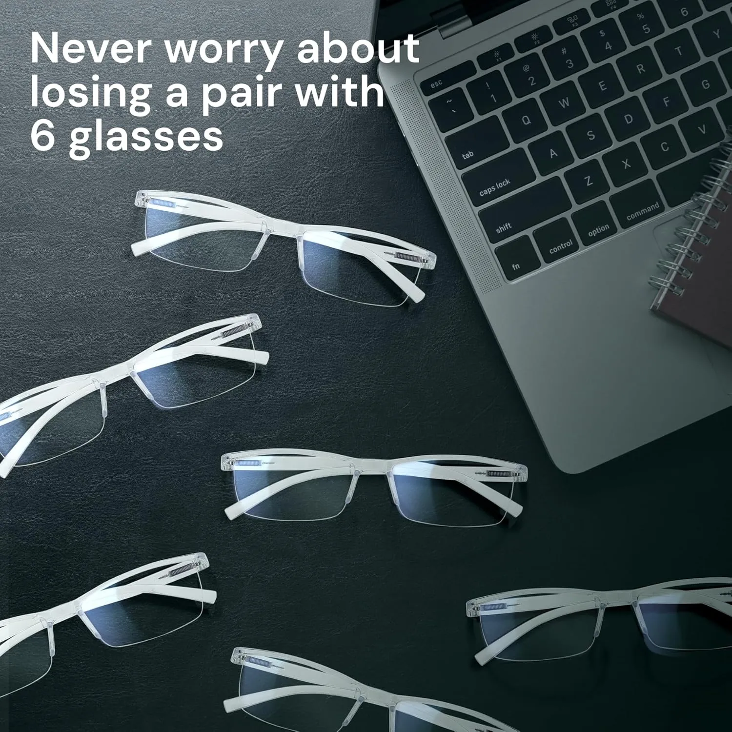 6 pack Executive Style Reading Glasses Men - Durable Readers with 99% Blue Light Blocking - Comfortable Fit with TR90 Frames