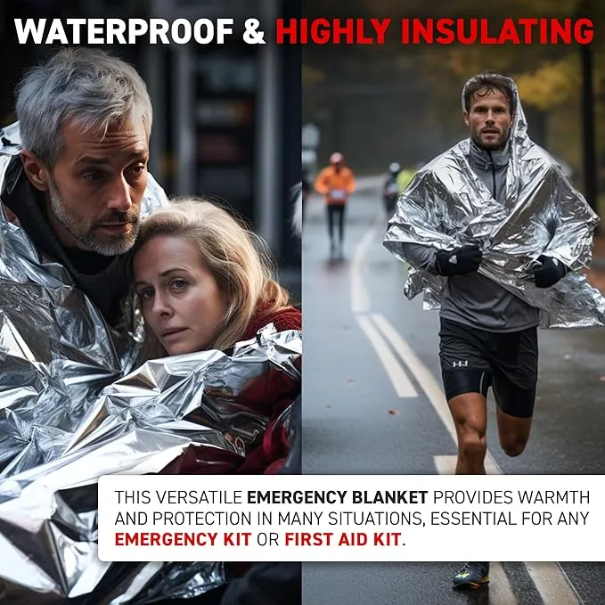 72 HRS MIL-SPEC Emergency Space Blankets – Mylar Survival or Emergency Thermal Blankets for Camping, Hiking, Marathon, First Aid, Emergency Preparedness, Extreme Weather, Shelter (12-Pack)