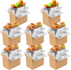 8 Pack Insulated Shipping Boxes with Aluminum Foil Liner, Styrofoam Cooler Shipping Boxes, Foam Cooler Cold Food Shipping Box Insulated Box for Travel Mailing Packing Delivery 8"x4"x6"
