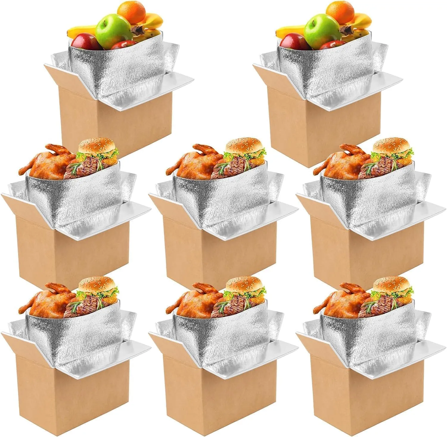 8 Pack Insulated Shipping Boxes with Aluminum Foil Liner, Styrofoam Cooler Shipping Boxes, Foam Cooler Cold Food Shipping Box Insulated Box for Travel Mailing Packing Delivery 8"x4"x6"