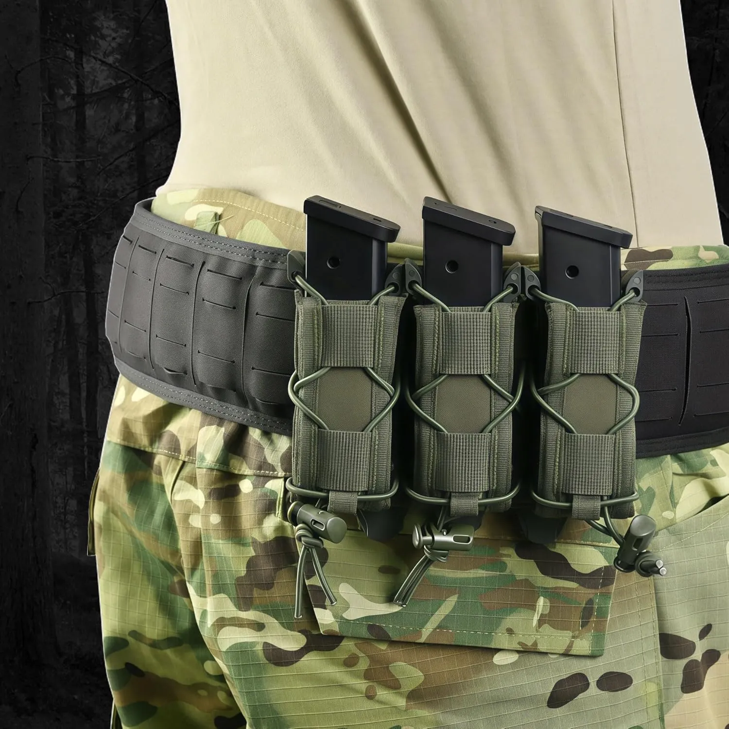 9mm Mag Pouch Double Triple,Pistol Mag Pouch Molle Clips,9mm Magazine Holder Open Top,Tactical Gear for Durable Camping Hunting Bag