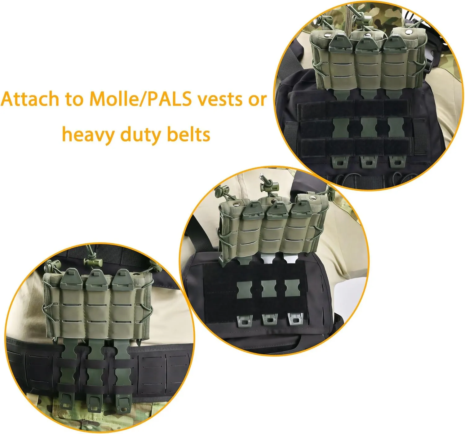 9mm Mag Pouch Double Triple,Pistol Mag Pouch Molle Clips,9mm Magazine Holder Open Top,Tactical Gear for Durable Camping Hunting Bag