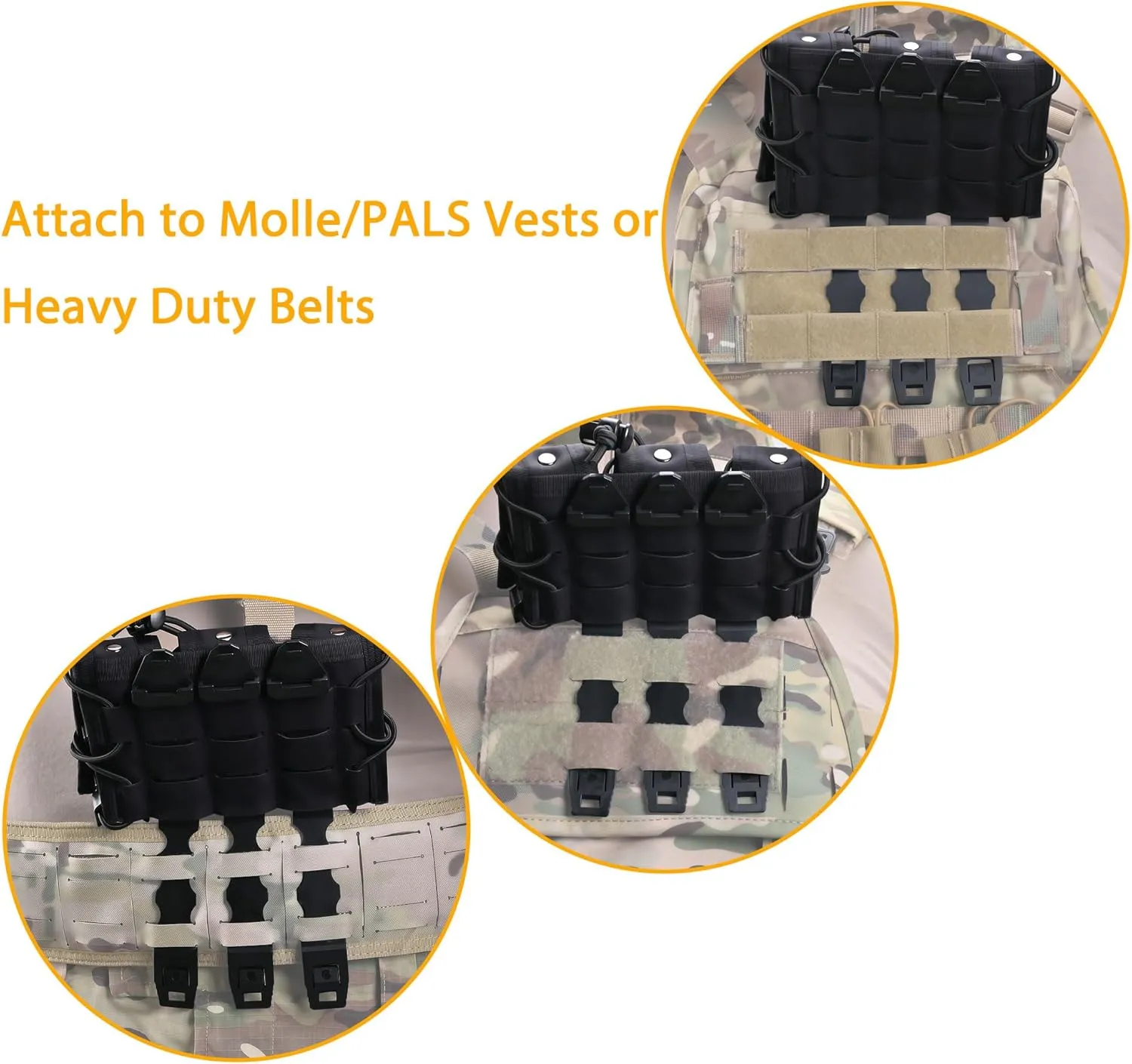9mm Mag Pouch Double Triple,Pistol Mag Pouch Molle Clips,9mm Magazine Holder Open Top,Tactical Gear for Durable Camping Hunting Bag