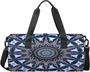 Abstract Indian Flower Mandala Sports Duffel Bag, Gym Tote Bag Waterproof Weekender Travel Bag for Overnight Travel Luggage Workout Women Men