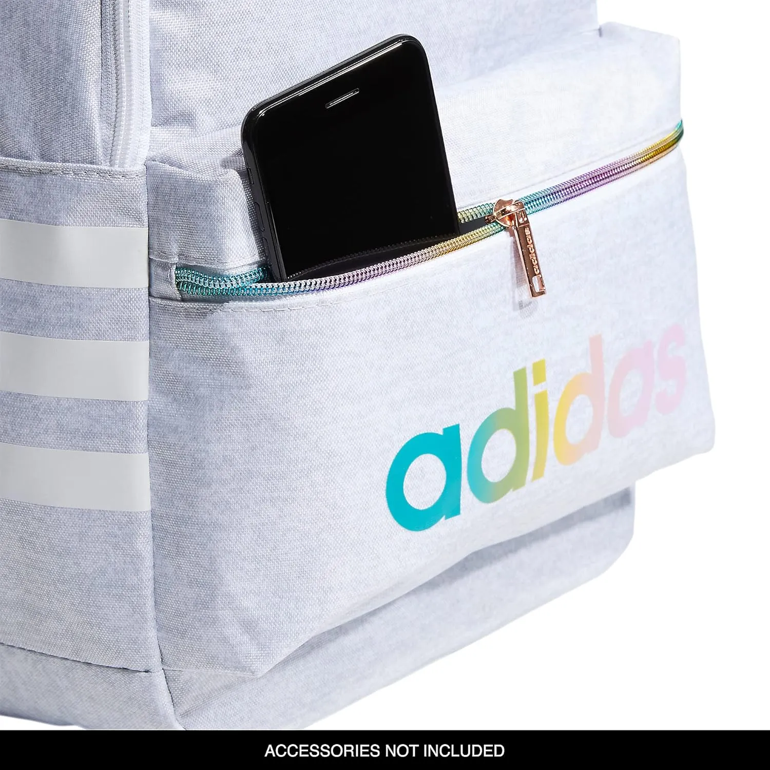 adidas Classic 3S Backpack for Boys and Girls, Jersey White/Rose Gold Rainbow, One Size