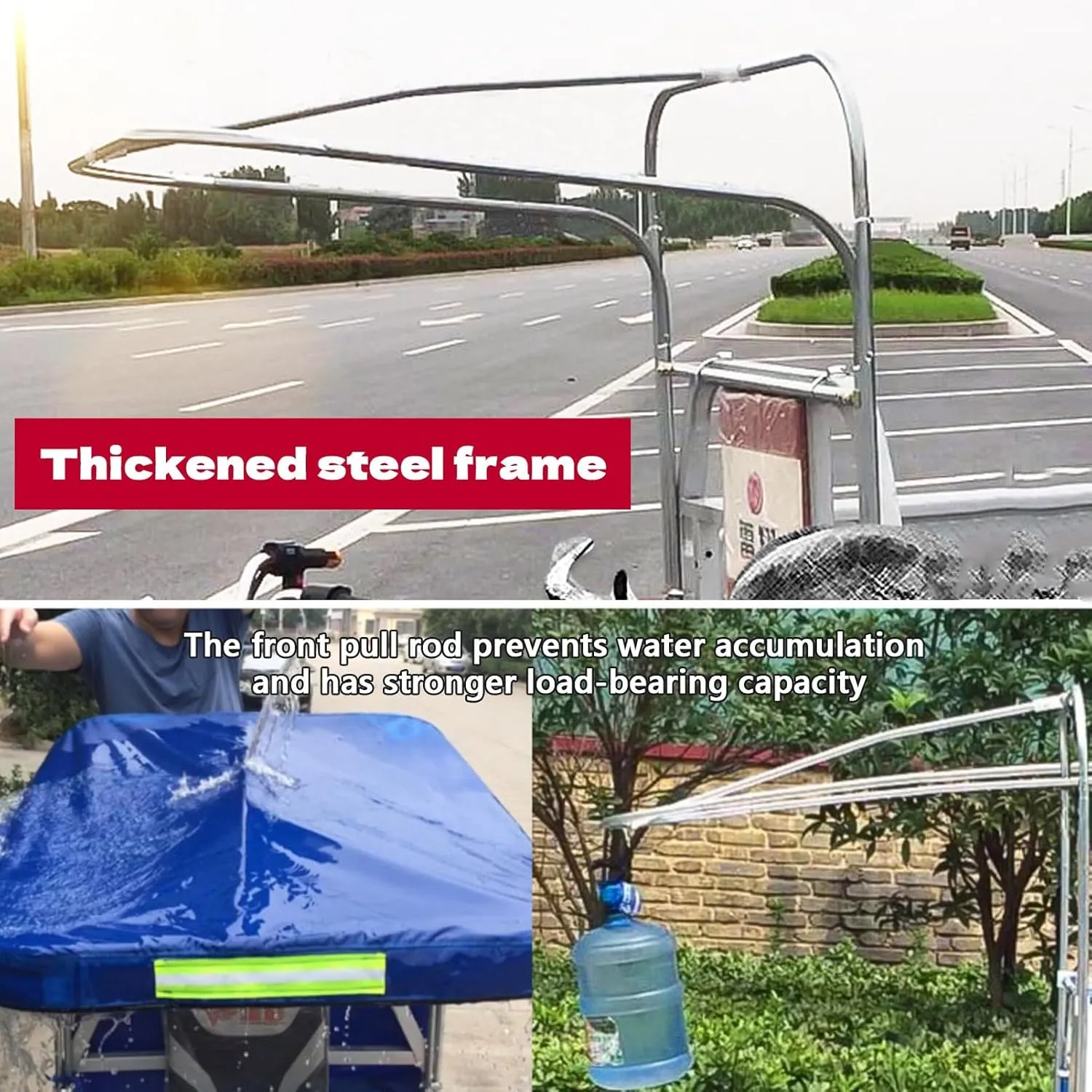 Adult Tricycle Cover Waterproof Sanbengzi Canvas Awning Motorcycle Rain Cover Windproof Heavy Duty Electric Tricycle Canopy, Rain Snow Protection(Green,37.4in)