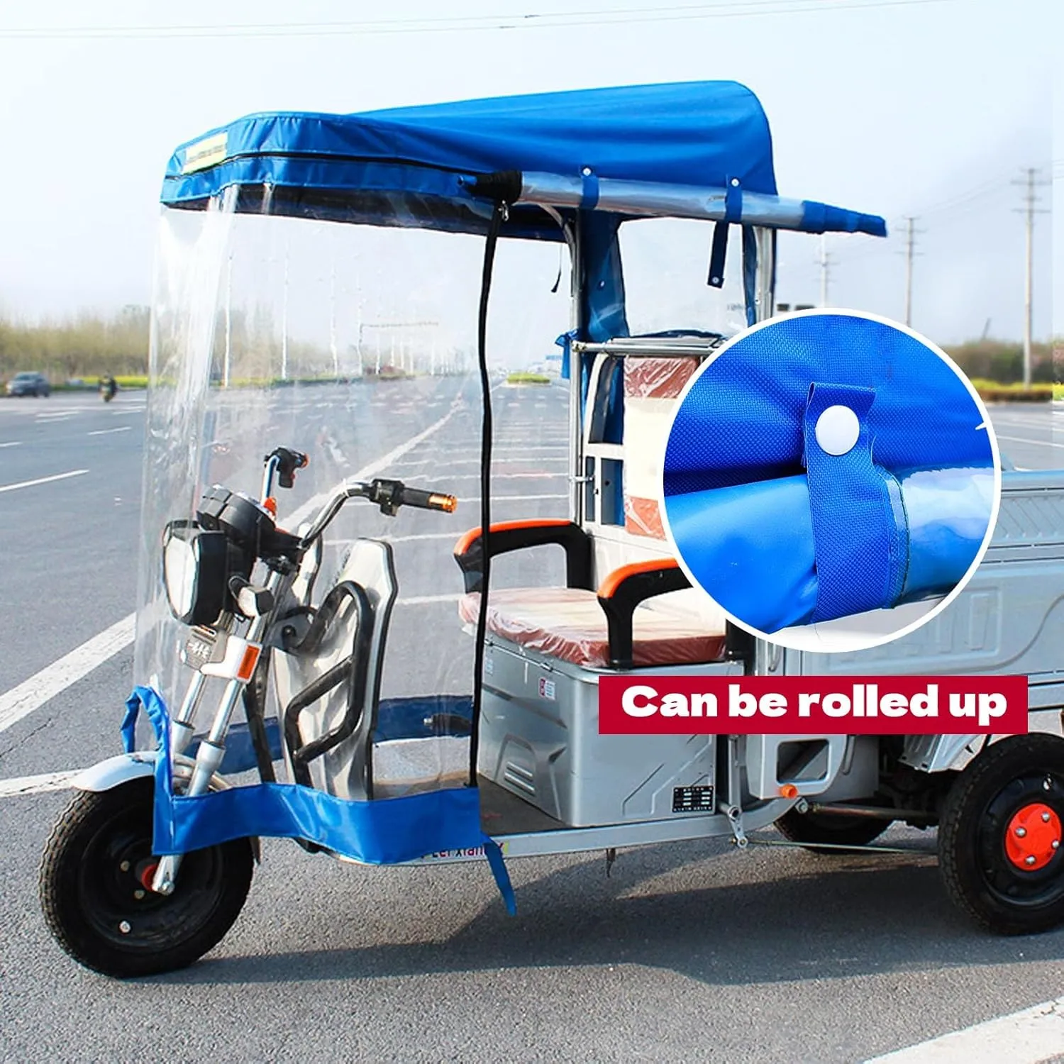 Adult Tricycle Cover Waterproof Sanbengzi Canvas Awning Motorcycle Rain Cover Windproof Heavy Duty Electric Tricycle Canopy, Rain Snow Protection(Green,37.4in)