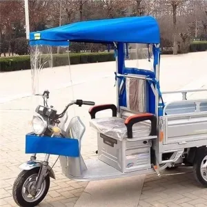 Adult Tricycle Frame Canopy for Rain Sun Snow Proof, Sanbengzi Cover with Ripstop Fabric, Electric Tricycle Protective Cover with Reflective Strips(Blue,41.3inch/105cm Wide)