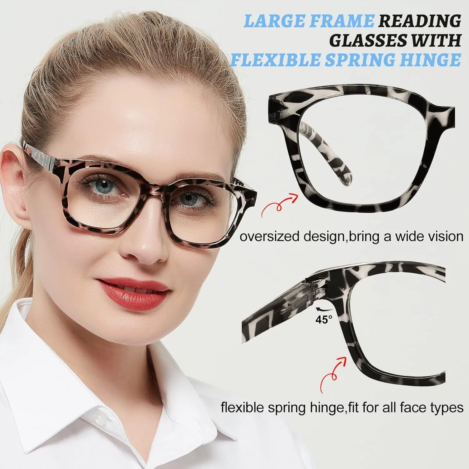 AEZUNI Larger Glasses Women Square Frame Clean Lens