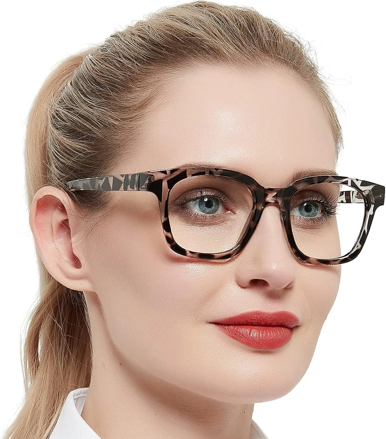 AEZUNI Larger Glasses Women Square Frame Clean Lens