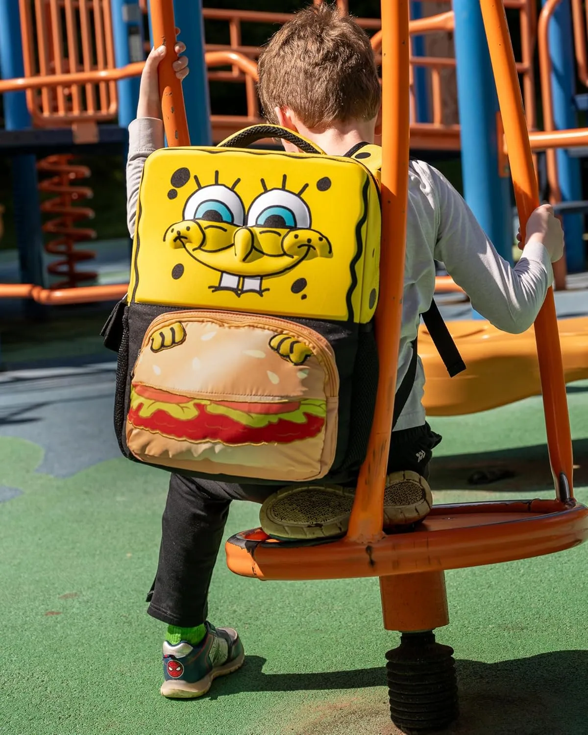 AI ACCESSORY INNOVATIONS Sponge Bob Square Pants Backpack, 3D Big Face SpongeBob Girls & Boys School Bag 16”
