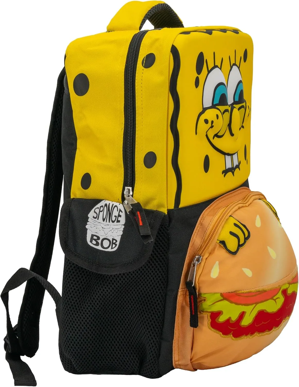 AI ACCESSORY INNOVATIONS Sponge Bob Square Pants Backpack, 3D Big Face SpongeBob Girls & Boys School Bag 16”