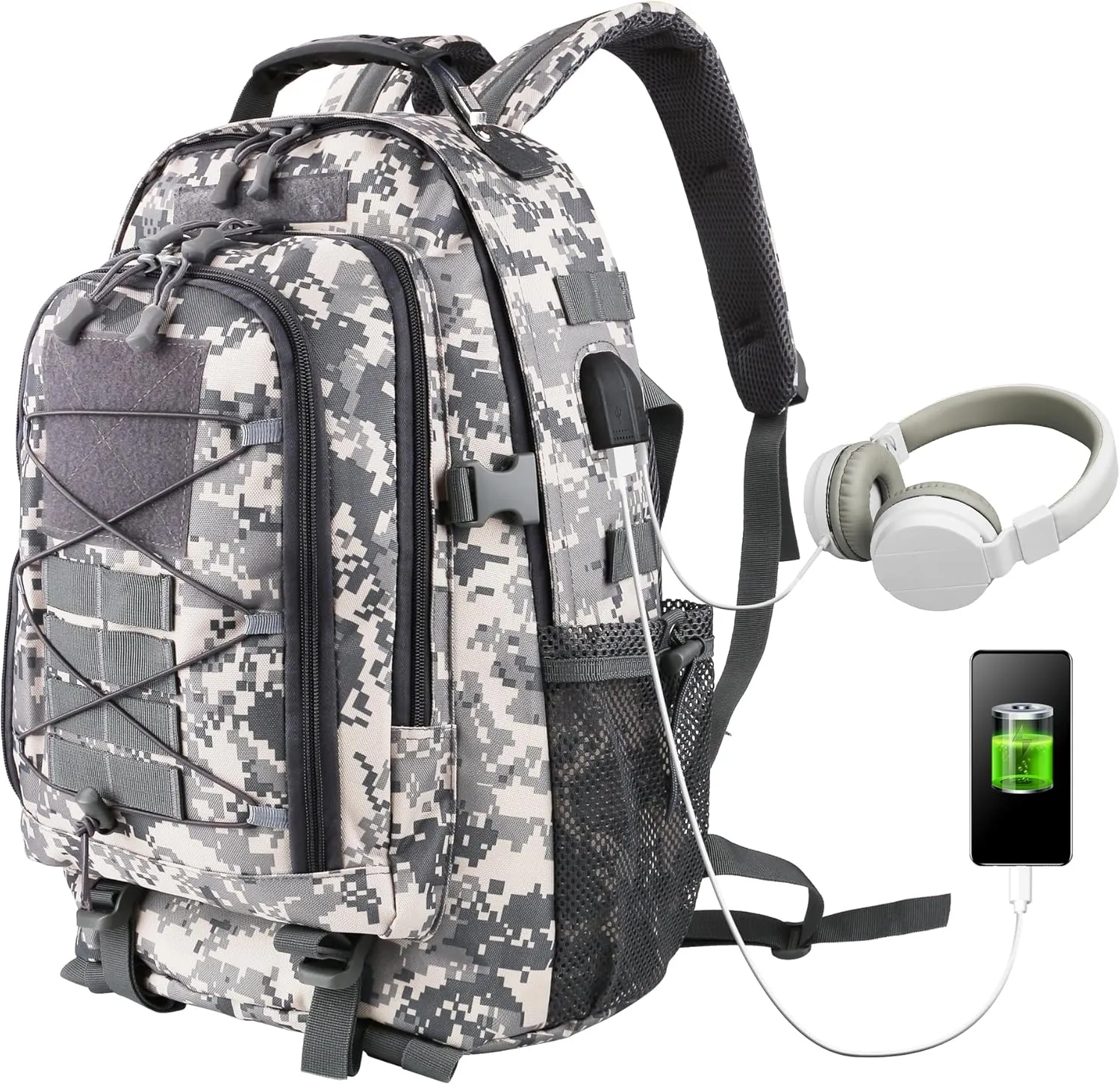 aiGear Tactical Backpack for Men, 35L Military Backpack, 3-Day Bug Out Bag for Camping Hiking Hunting with Molle System Army Daypack (35L ACU)