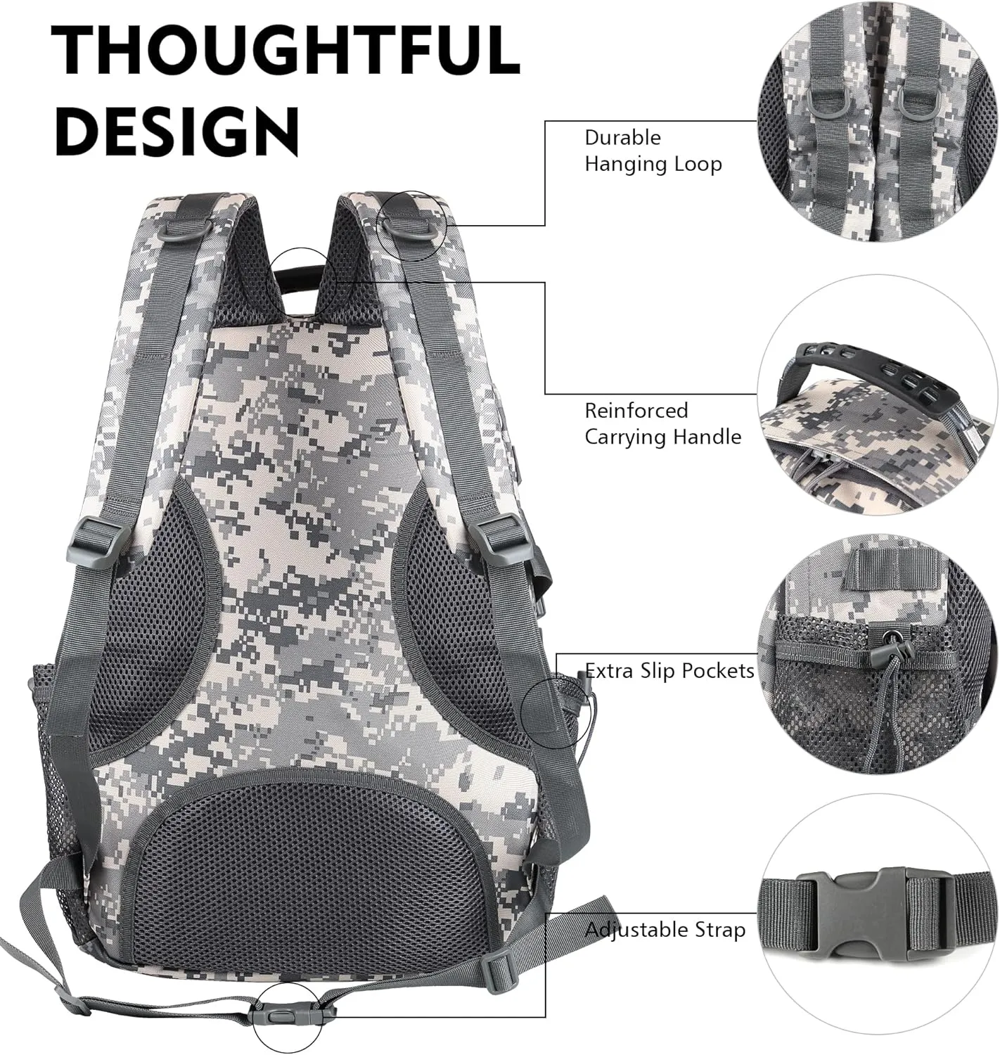 aiGear Tactical Backpack for Men, 35L Military Backpack, 3-Day Bug Out Bag for Camping Hiking Hunting with Molle System Army Daypack (35L ACU)
