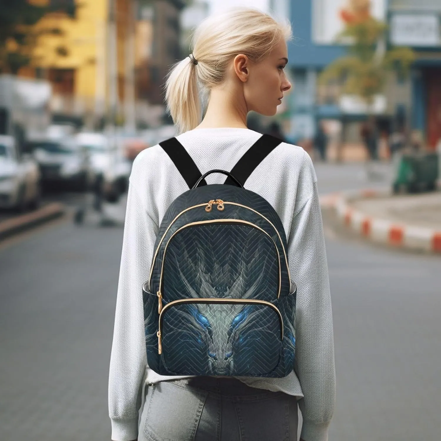 ALAZA Dragon Firing Anime Mini Backpack Purse for Women Travel Bag Fashion Daypack Back Pack Shoulder Bag