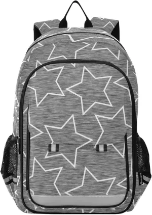 ALAZA Gray White Stars Casual Backpack Bag Travel Knapsack Bags