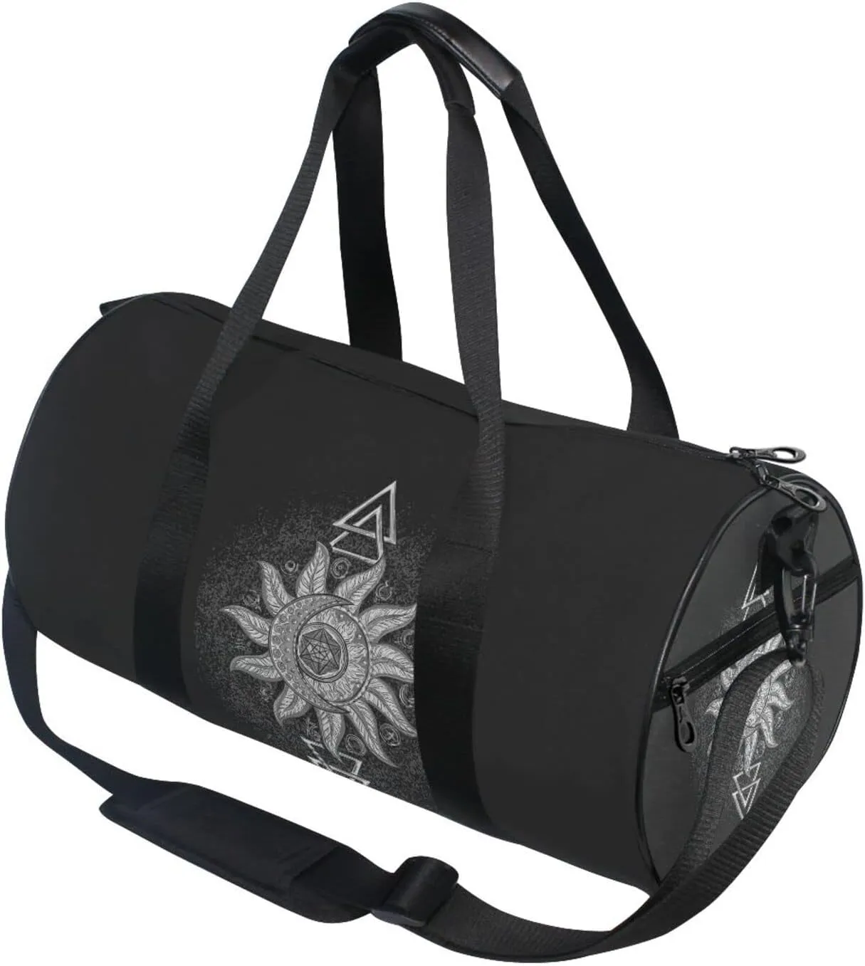 Alchemy Symbols Planet Icon Magic, Astrology, Mystery, Occultism Duffel Bag, Foldable Canvas Travel Tote for Gym Sports with Inner Pockets, Durable Lightweight Fitness Bag for Overnight Workout