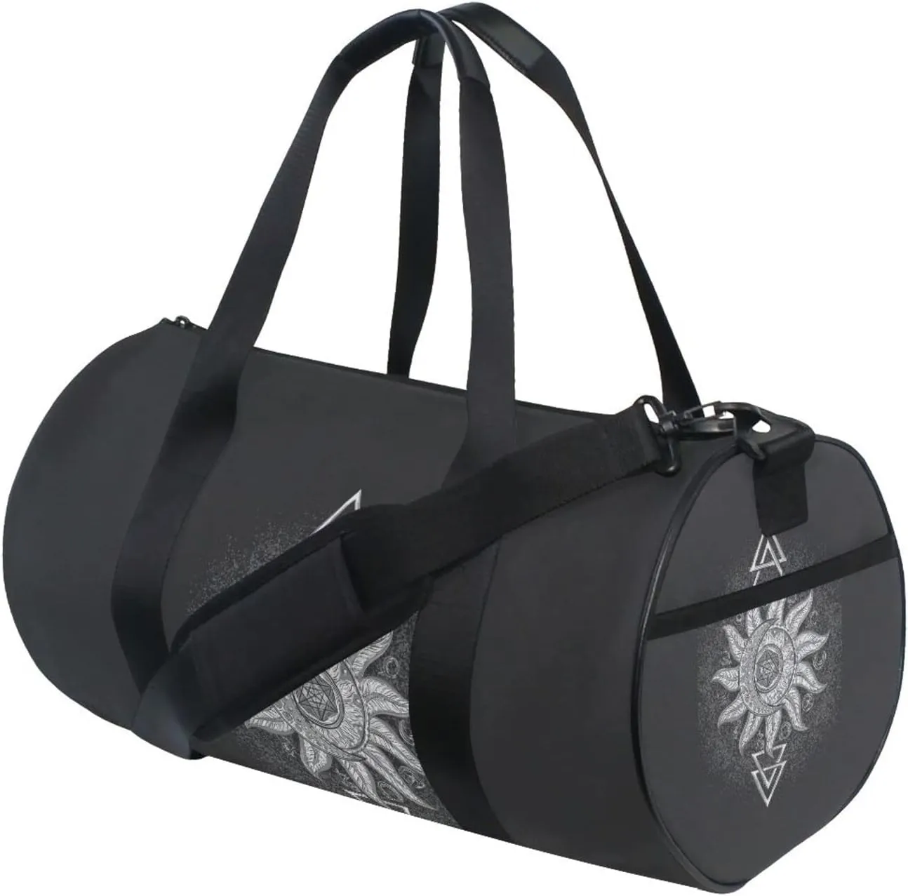 Alchemy Symbols Planet Icon Magic, Astrology, Mystery, Occultism Duffel Bag, Foldable Canvas Travel Tote for Gym Sports with Inner Pockets, Durable Lightweight Fitness Bag for Overnight Workout
